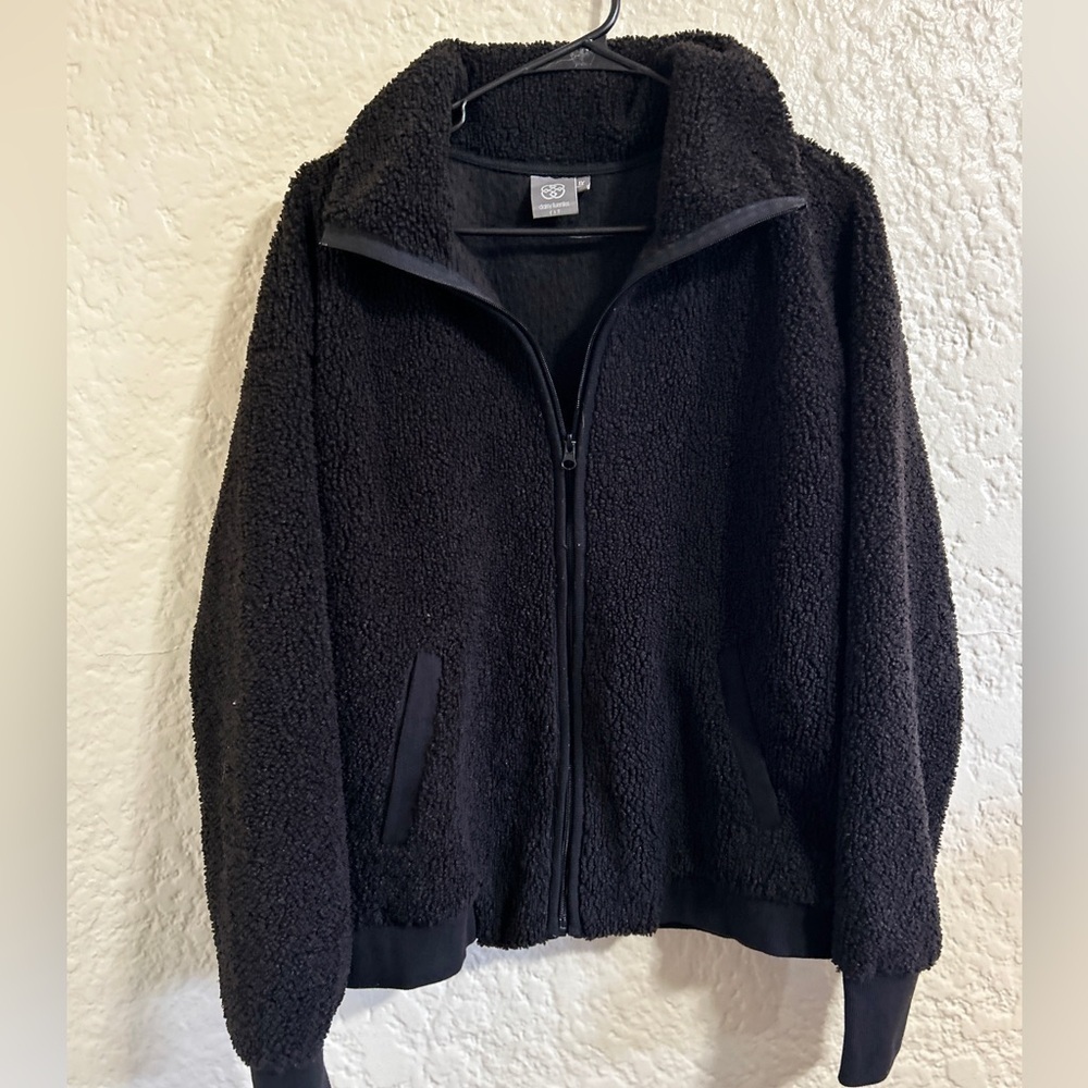 Daisy Fuentes‎ zip up black Sherpa long sleeve sz 1X winter/fall jacket